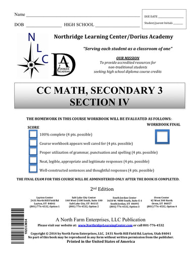 CC Math, Secondary 3, Section IV
